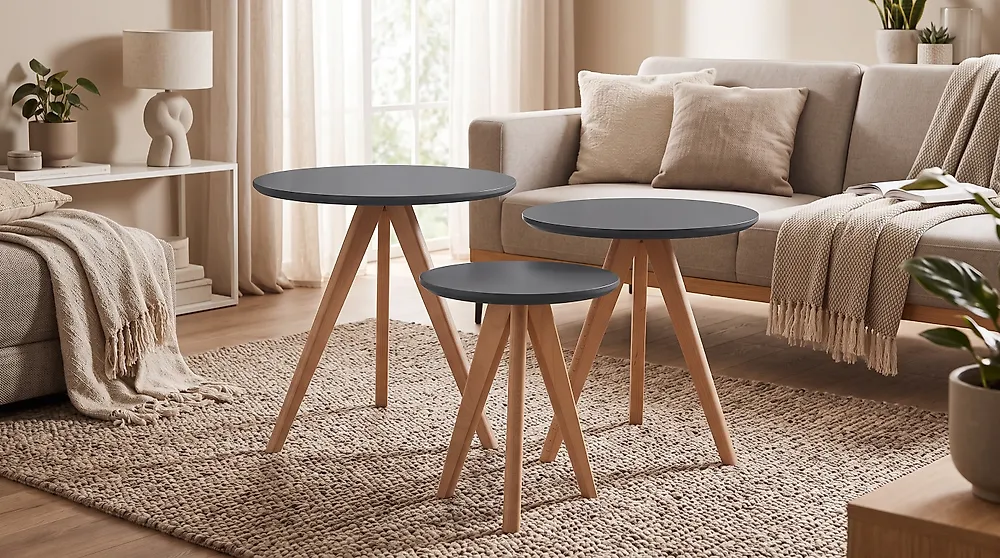 Set of 3 Coffee Tables VEGAS Grey_1179911