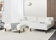 Ecksofa HOLT mit Ottomane Bouclé Weiß linksseitig_1179004