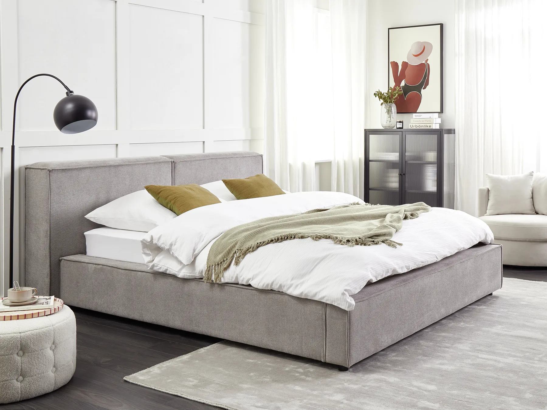 Bett mit Lattenrost Stoff LINARDS 160 x 200 cm Grau_876148