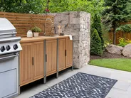 Outdoor-Küche 3er Set mit Spüle IVREA Braun / Silber zertifiziertes Akazienholz_988374