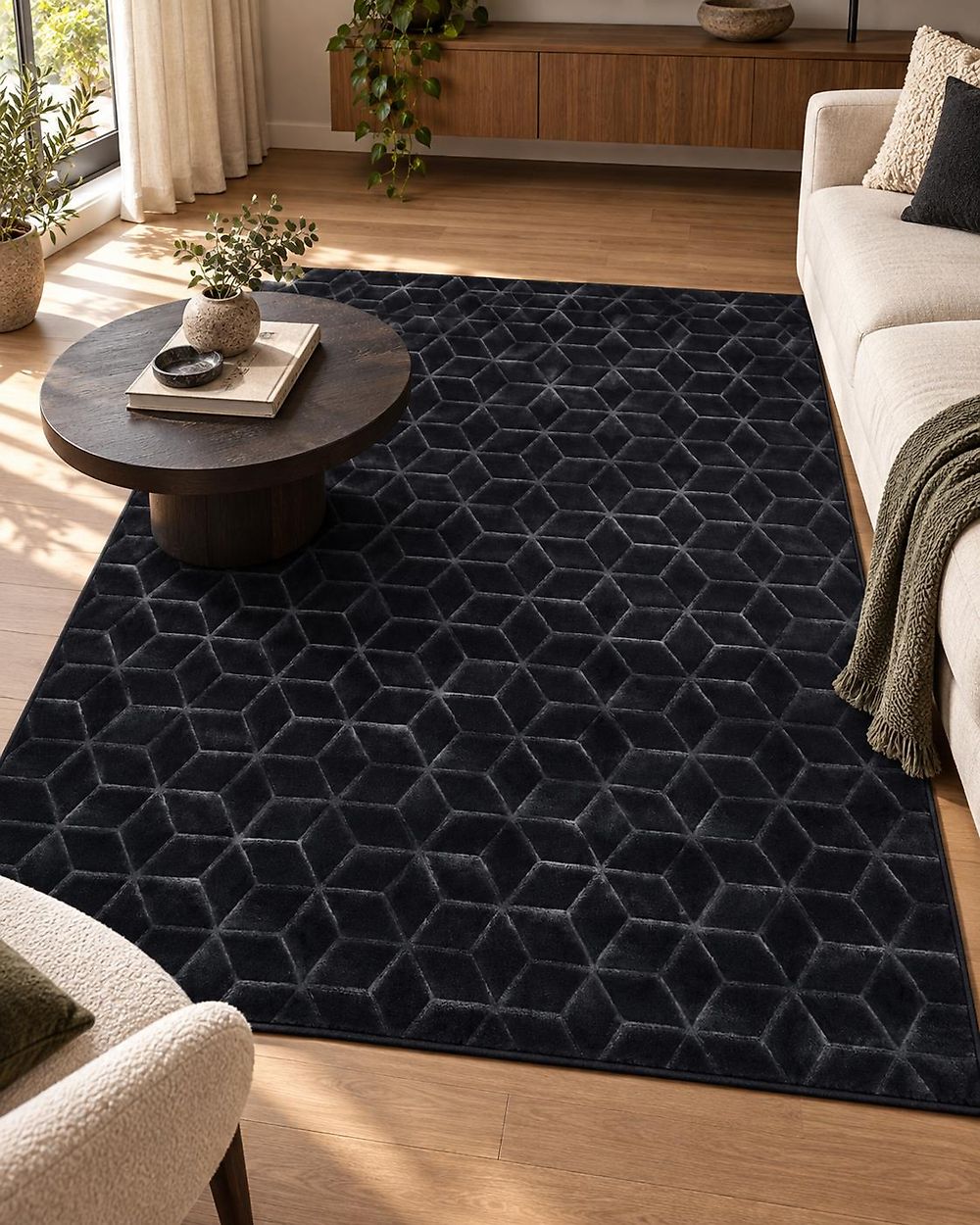 Faux Fur Rug THATTA Black 160 x 230 cm
