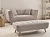 Sofa 2-Sitzer HABO mit Ottomane Stoff Taupe