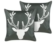 Dekokissen 2er Set BICOCCA 45 x 45 cm Samtstoff Dunkelgrün Weihnachtsmotiv_882650