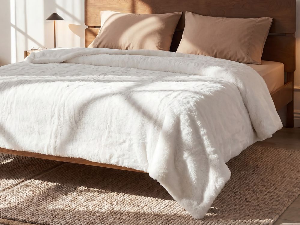Blanket TOURZA Fabric 180 x 220 cm White