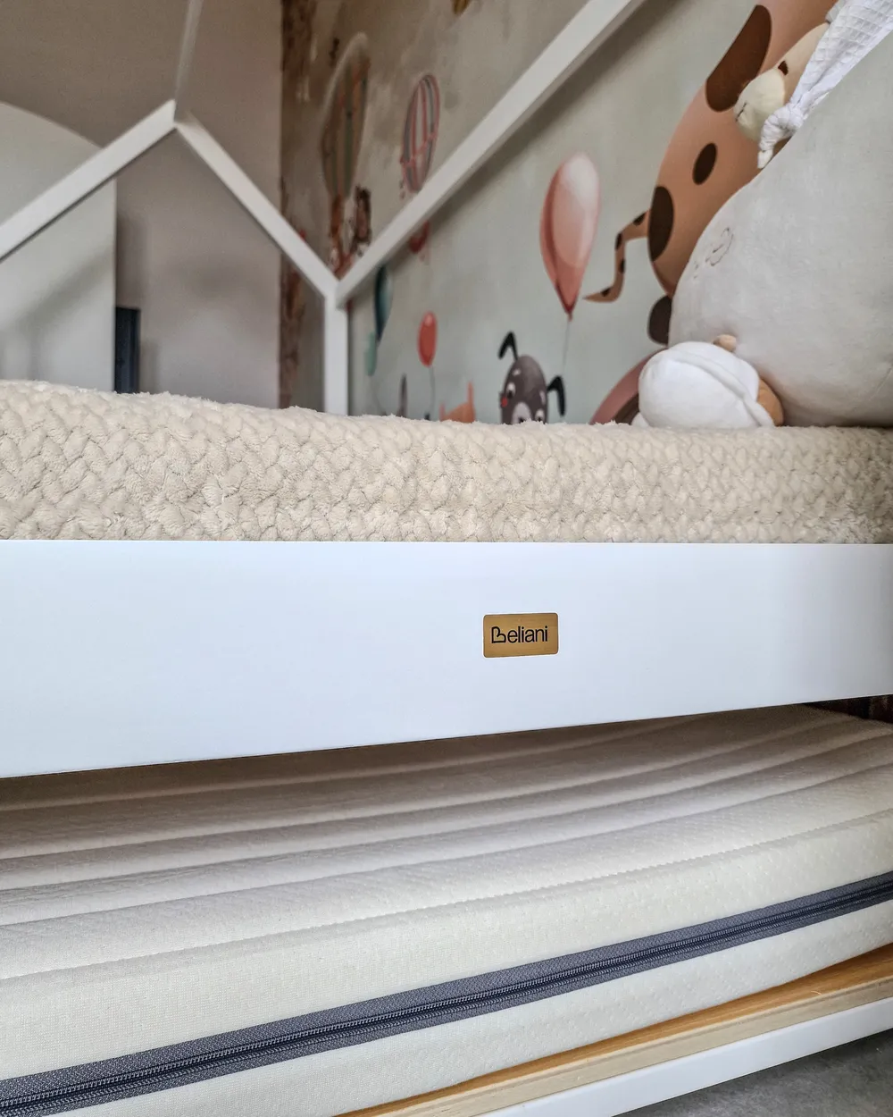 Kinderbett mit Ausziehbett Kiefernholz CRILLON 90 x 200 cm Weiß_1036668