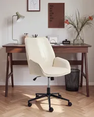 Office Chair CASTILE Faux Linen Off-White_1072486