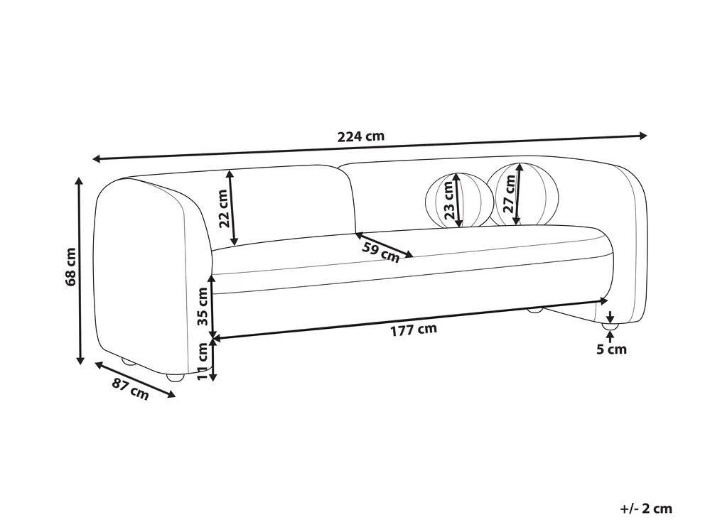 Sofa 3-Sitzer LEIREN Bouclé Weiß_886722