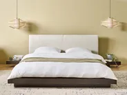 Bett mit LED Bouclé ZEN 160 x 200 cm LED Dunkle Esche_931445