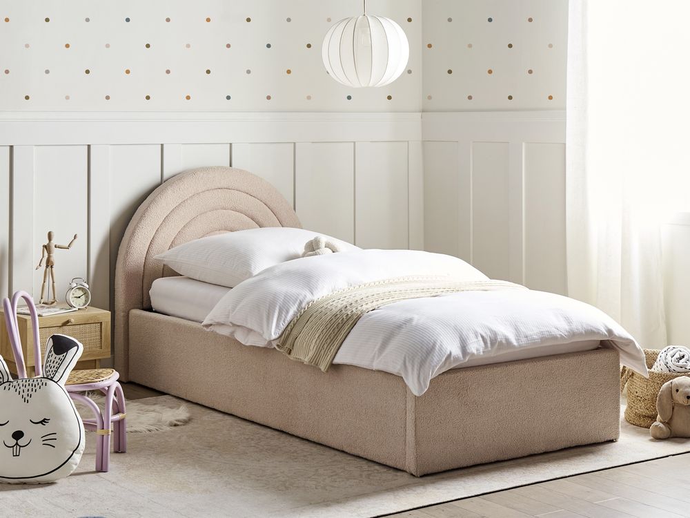 Kinderbed met opbergruimte ANET Bouclé Beige 90 x 200 cm