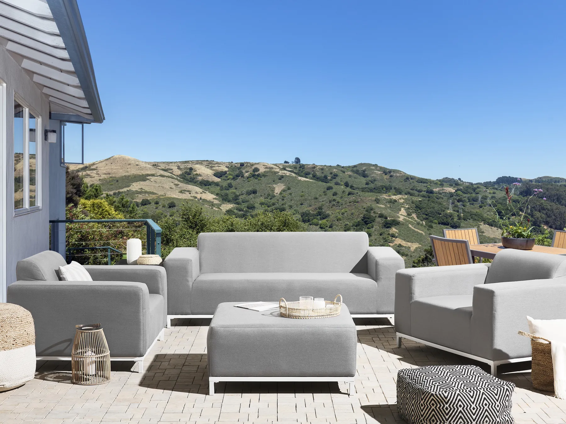 Lounge Set mit Tisch 5-Sitzer ROVIGO Hellgrau_863110
