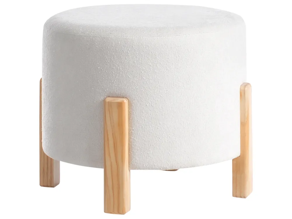 Pouf TERRY Chenillegewebe Cremeweiß