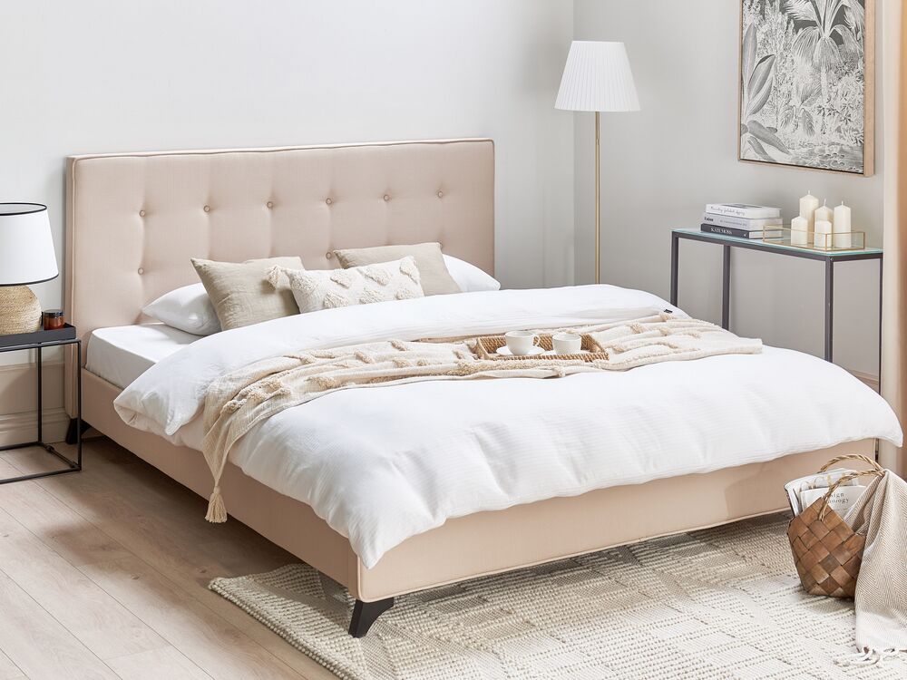 Lit avec sommier Tissu AMBASSADOR 180 x 200 cm Beige