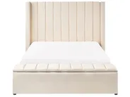 Bett mit Stauraumbank NOYERS Samtstoff Cremeweiß 140 x 200 cm_1036510