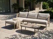 Garten Ecksofa mit Tisch 3-Sitzer LEFFE Metall Beige rechtsseitig_1045251
