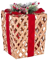 Weihnachtsdekoration 3er Set LED VELKUA 38/25/20 cm Weihnachtsgeschenke Braun_1179313