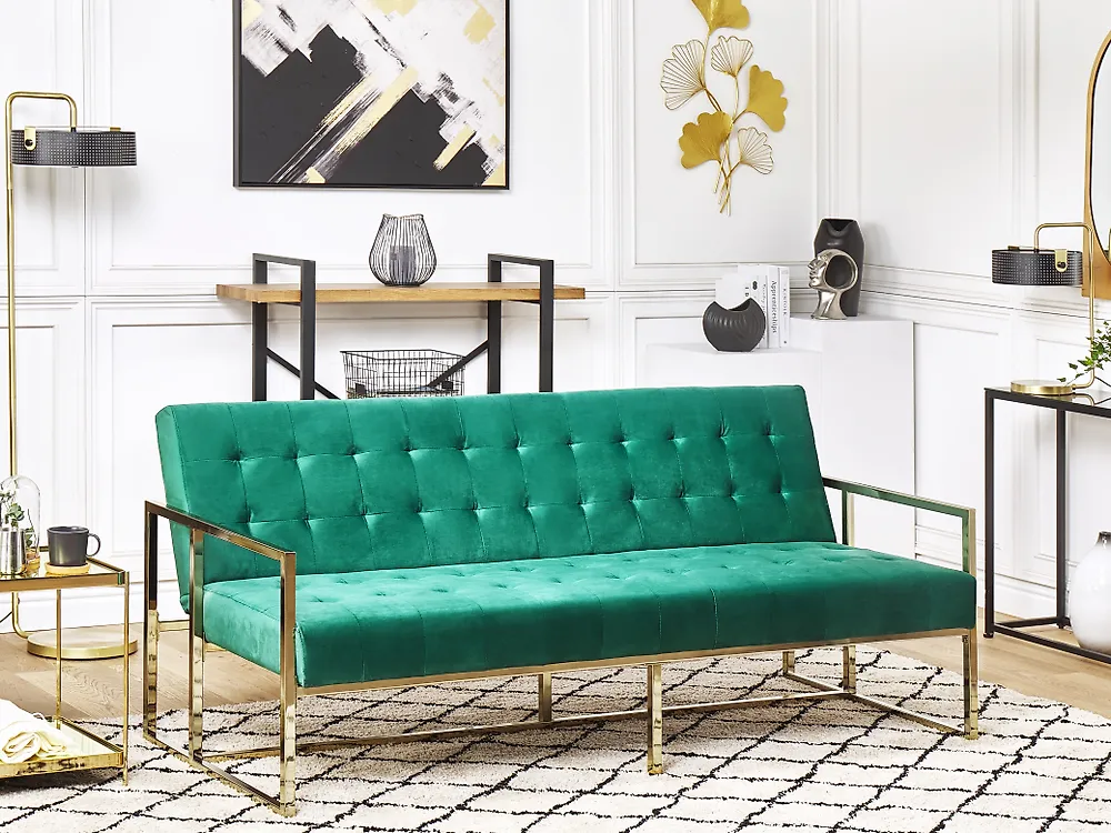 Schlafsofa 3-Sitzer MARSTAL Samtstoff Smaragdgrün_1172348