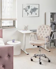 Schreibtischstuhl PRINCESS Samtstoff Beige_975518