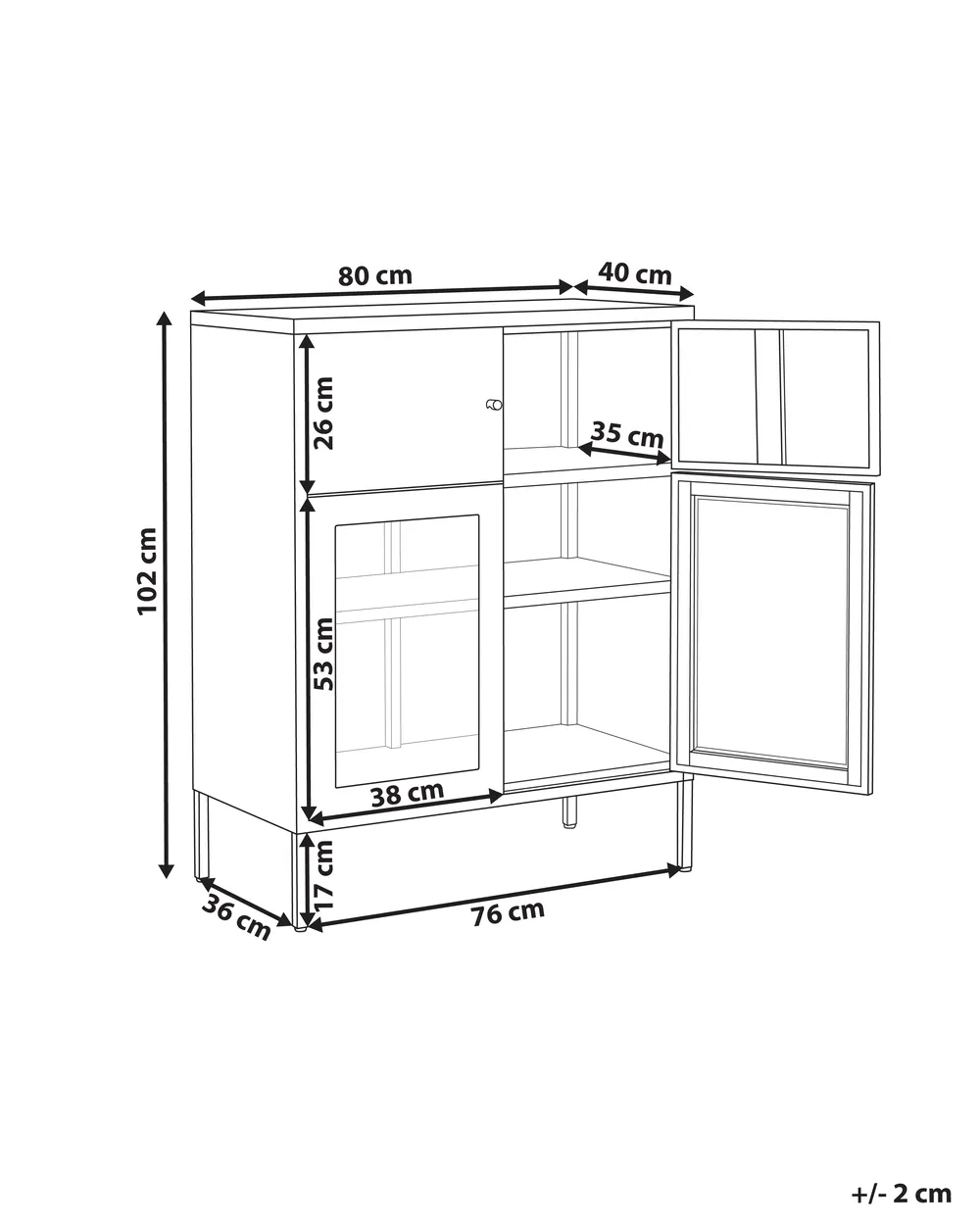 Glass Display Sideboard ESHOLT 80 cm Metal White_1017192