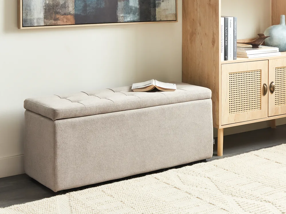 Ottomane mit Stauraum OREM Stoff Beige