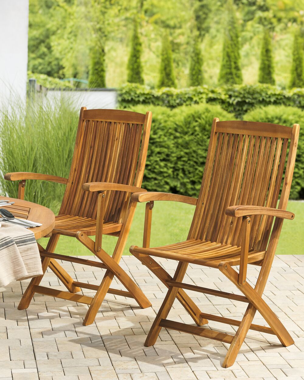 Gartenstuhl 2er Set MAUI Akazienholz Hellbraun
