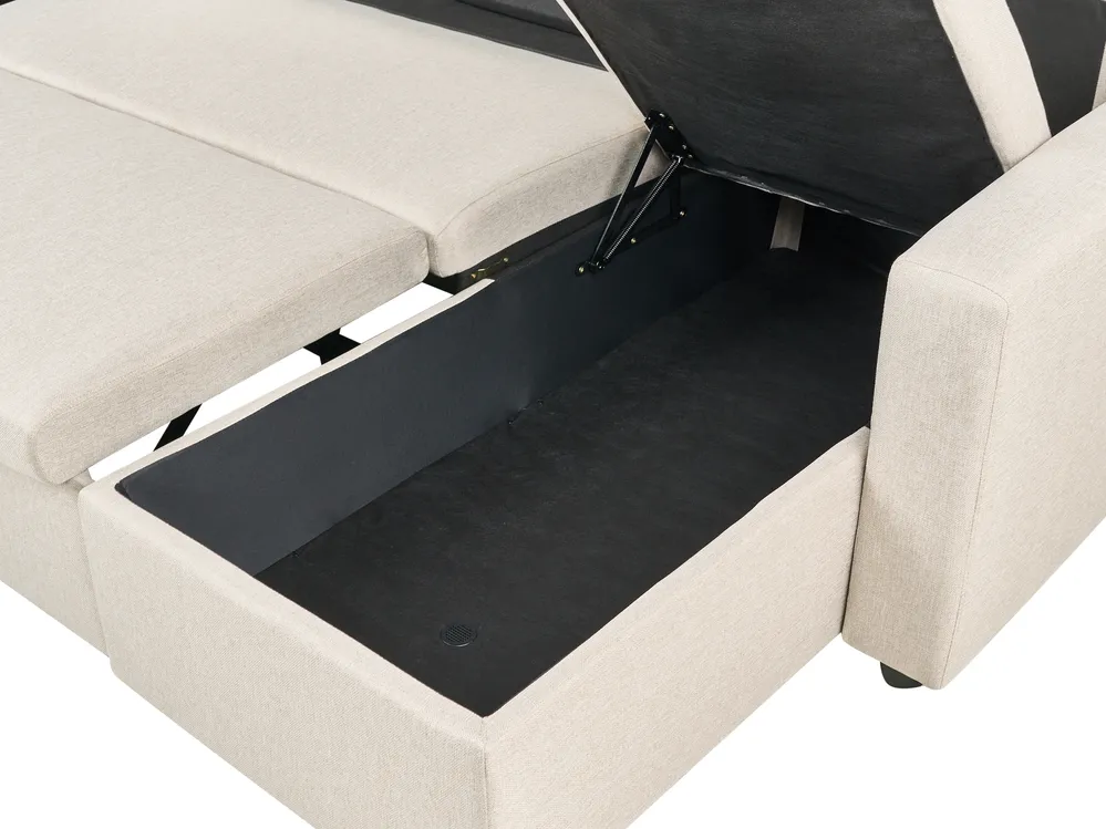 U-förmiges Schlafsofa 5-Sitzer SOMMEN mit Stauraum Stoff Beige_987221