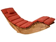 Sun Lounger with Cushion BRESCIA PREMIUM Acacia Wood Red_990693