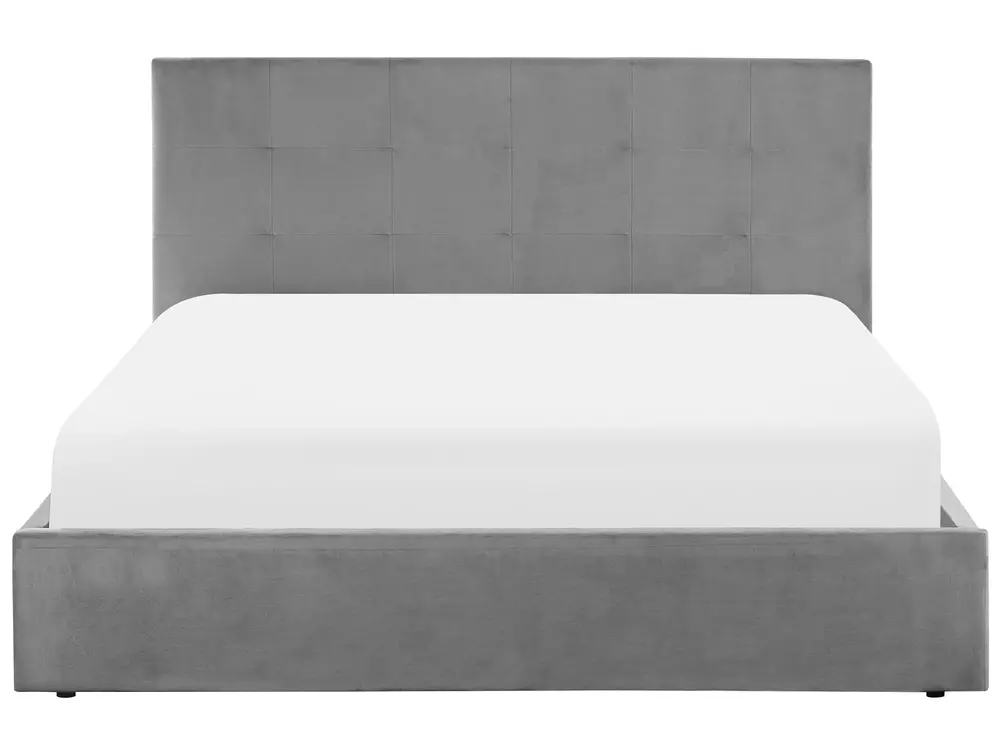 Bett mit Stauraum LORIENT Samtstoff Hellgrau 140 x 200 cm_827089