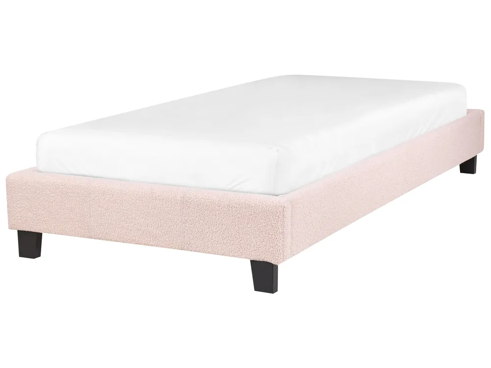 Bett ohne Kopfteil Bouclé ROANNE 90 x 200 cm Pastellrosa_903070