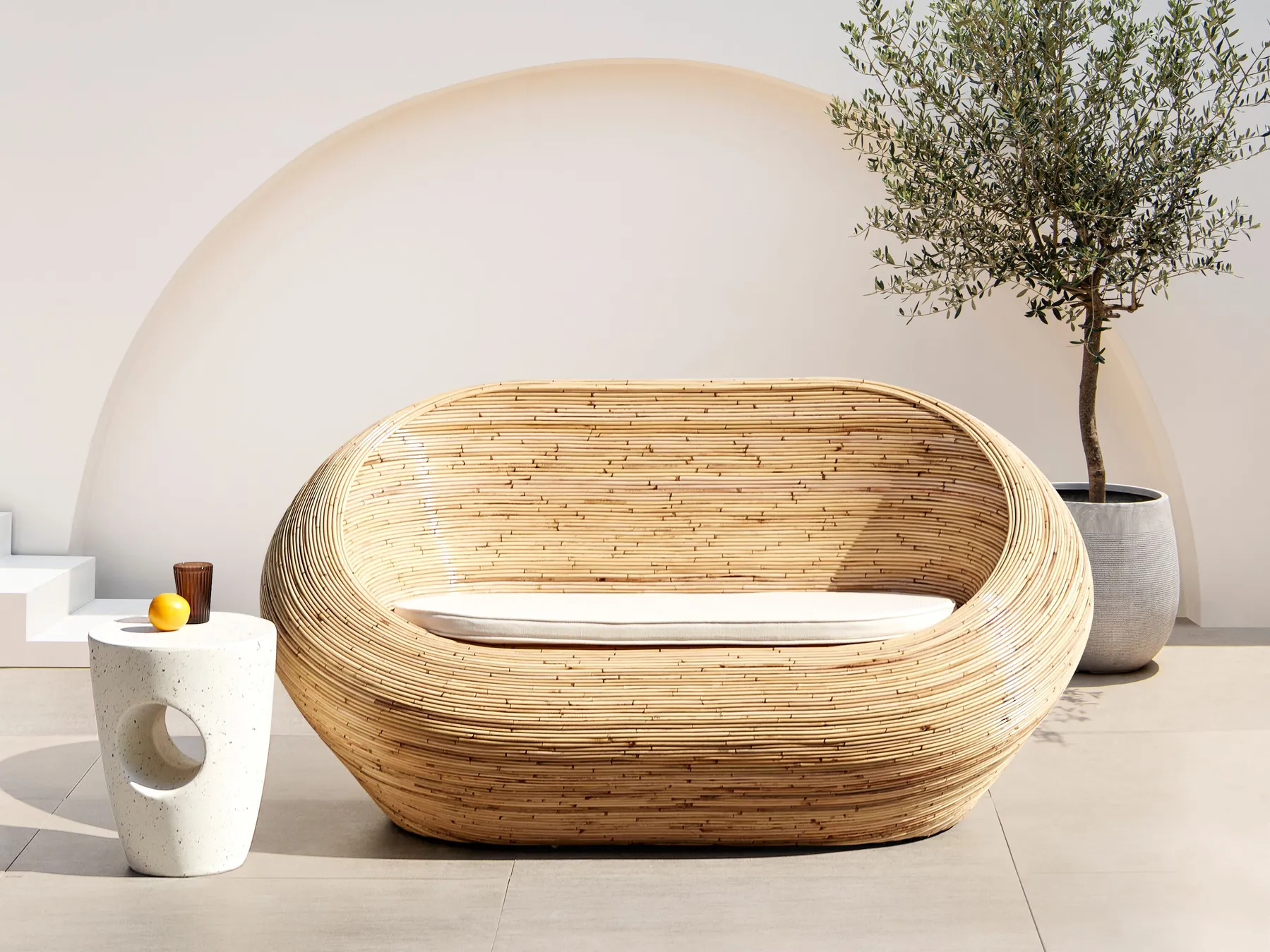 Gartensofa 2-Sitzer MAIORI Rattan Naturfarben_928294