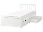 Bett mit 2 Schubladen OLENDON Kiefernholz Weiß 90 x 200 cm_954546
