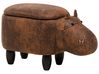 Tierhocker mit Stauraum HIPPO Nilpferd Kunstleder Braun