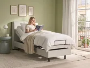 Bett verstellbar Stoff VICEROY 80 x 200 cm Hellbeige_1044461