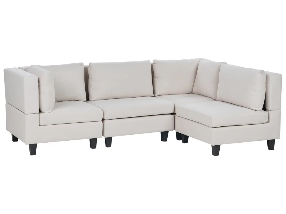 Modul Ecksofa 4-Sitzer UNSTAD Stoff Hellbeige linksseitig_925298