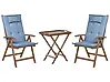Bistro Set inkl. Kissen klappbar AMANTEA Akazienholz Blau