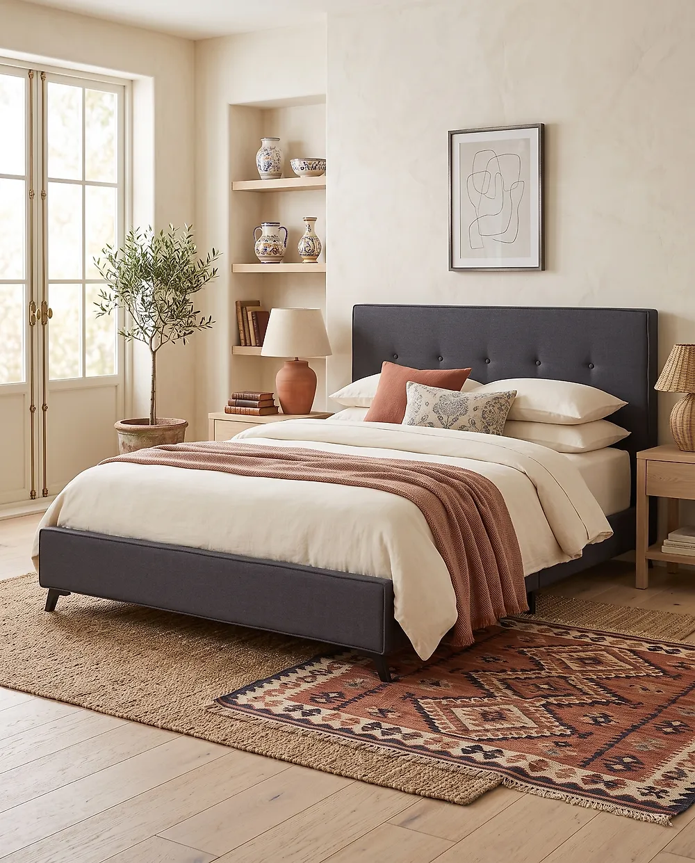 Bett mit Lattenrost Stoff AMBASSADOR 160 x 200 cm Dunkelgrau_1175068