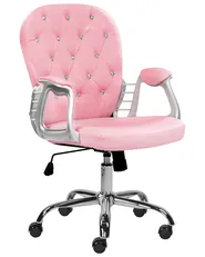 Desk Chair PRINCESS Faux Leather Pink_1082234