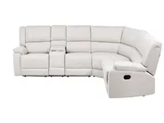Ecksofa manuell verstellbar 5-Sitzer ROKKE Stoff Cremeweiß Hellbeige linksseitig_1105413