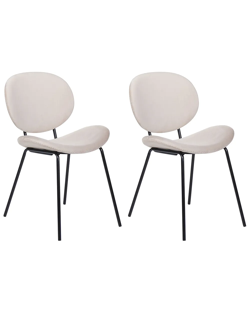 Esszimmerstuhl 2er Set LUANA Samtstoff Hellbeige