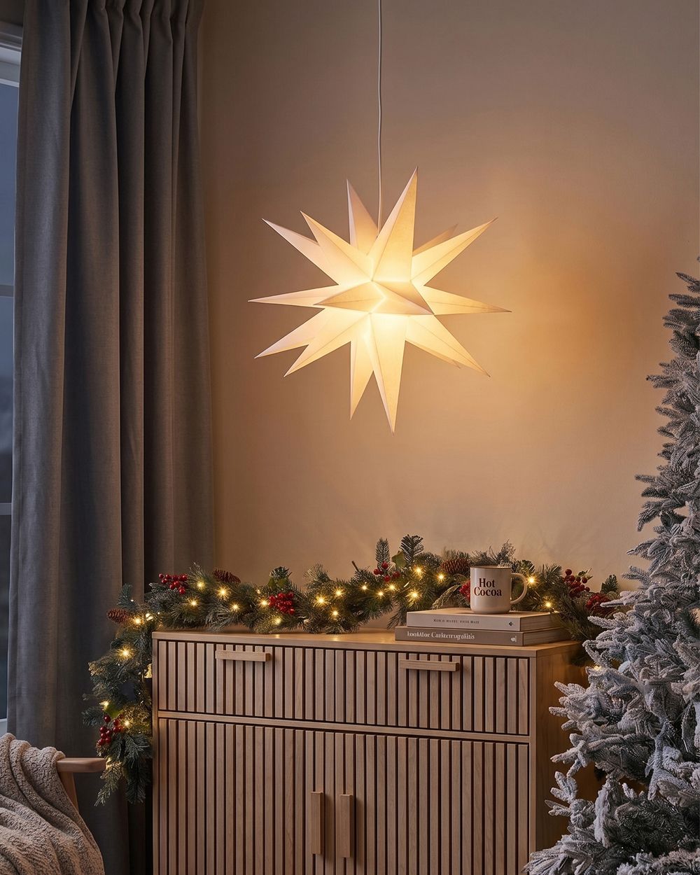 Hangende decoratie LED BHAGIRATHI 44 cm Ster Gebroken wit