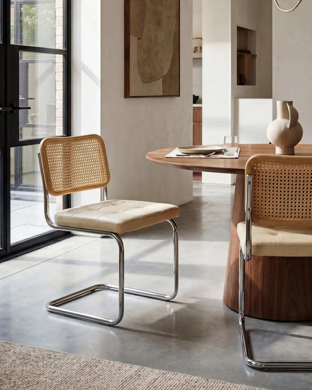 Esszimmerstuhl 2er Set ETHETE Kunstleder Hellbeige