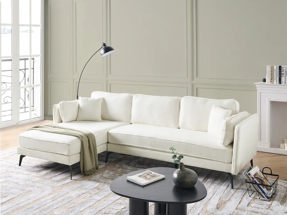 Ecksofa 3-Sitzer ALTAN Bouclé Cremeweiß rechtsseitig