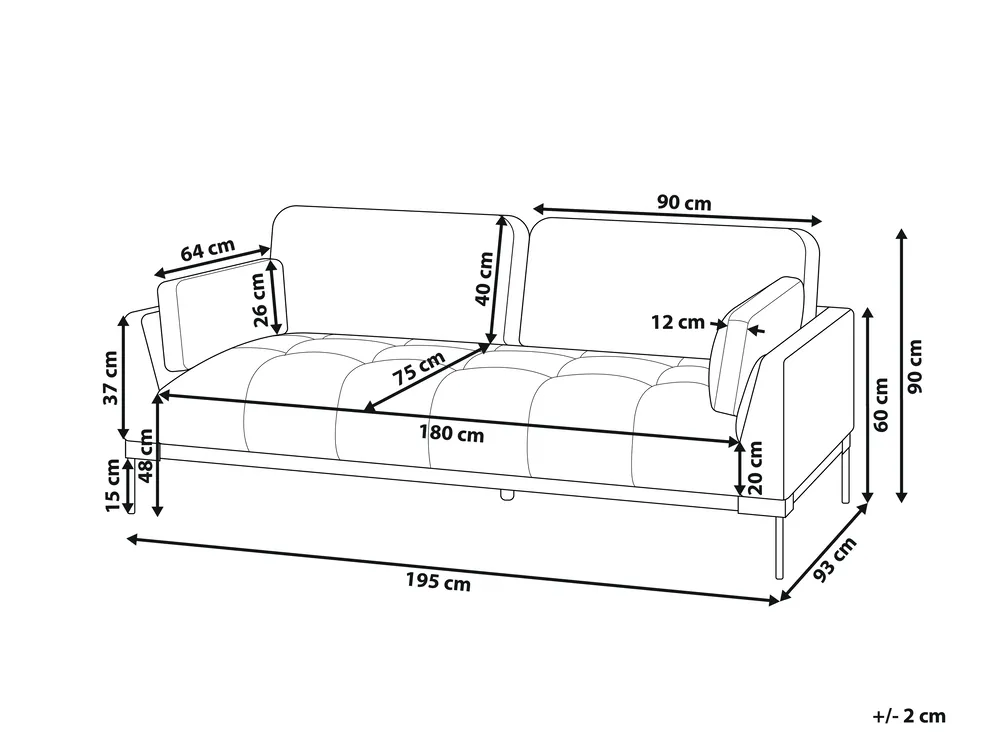 Sofa 3-Sitzer SKAVEN Stoff Cremeweiß_954642