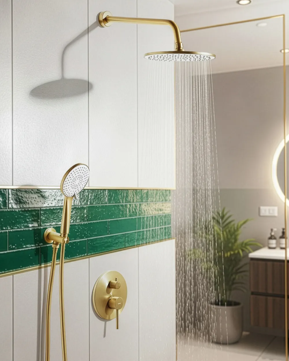 Einbau-Duschset mit Regendusche PUELO Gold