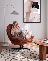 Fauteuil pivotant AREMARK Tissu chenille Marron doré_1158551