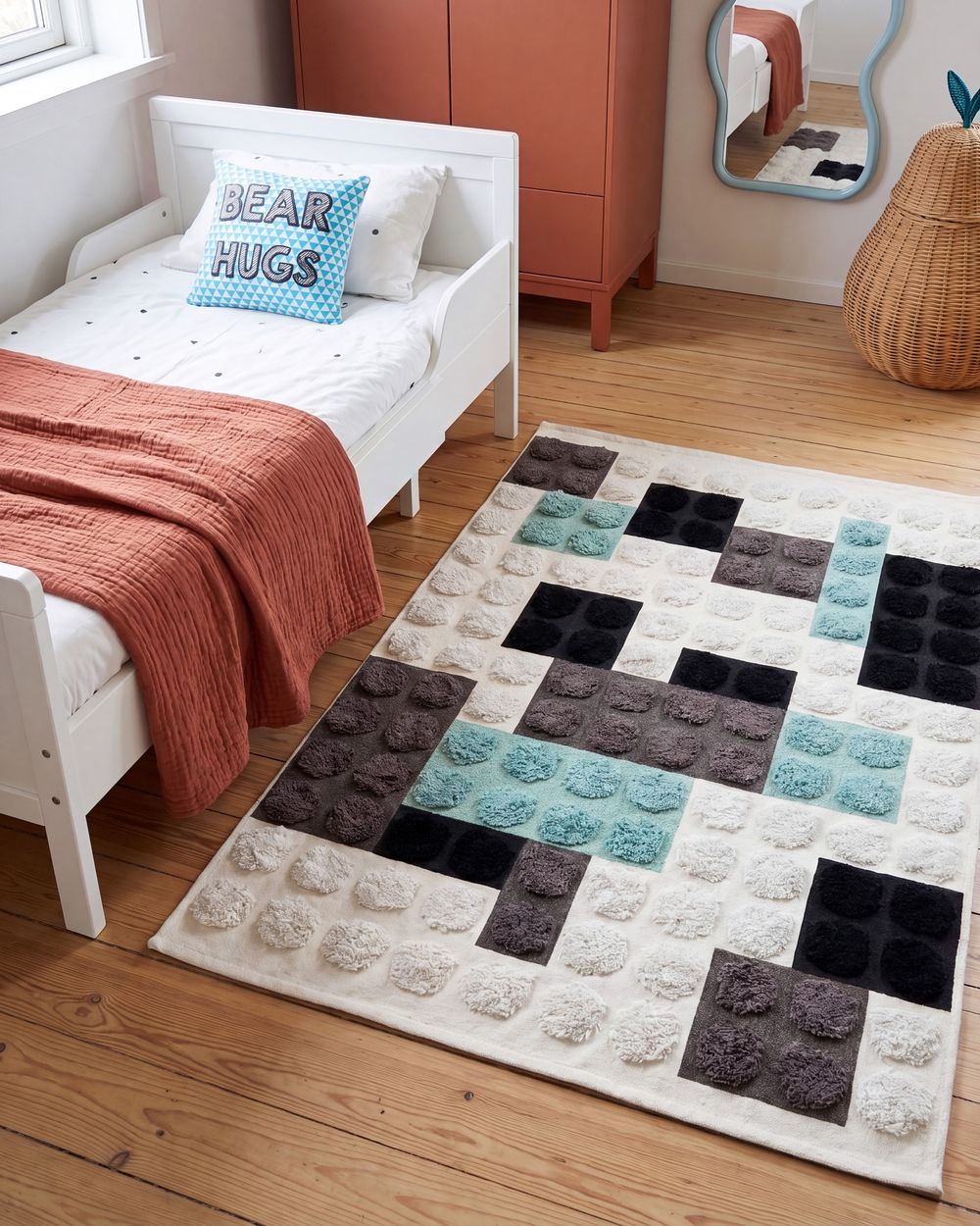 Kindervloerkleed BRICKY Wit 90 x 130 cm Katoen