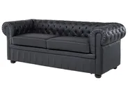 Living Room Set 4 Seater CHESTERFIELD Leather Black_769414