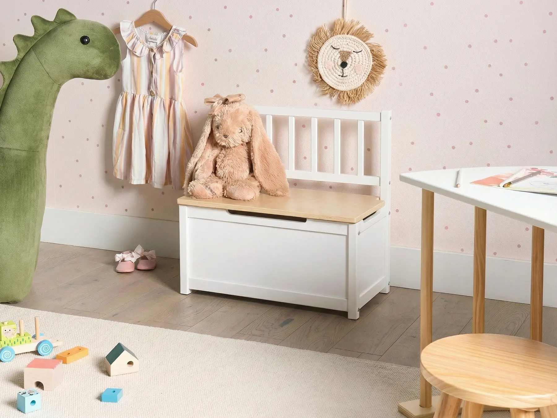 Storage Bench BERRIMA Pine Wood Light Brown/ White_1047526