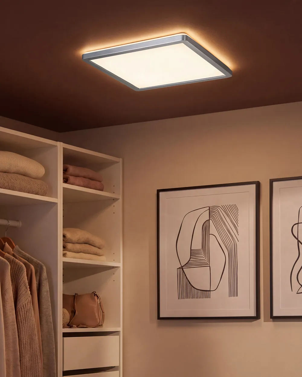 LED Deckenlampe TIVORA mit Fernbedienung mit Dimmer Silber
