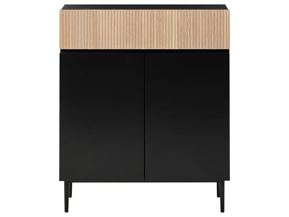 2 Door Sideboard BLYTHE Natural Ash Wood Black - Beliani.ro