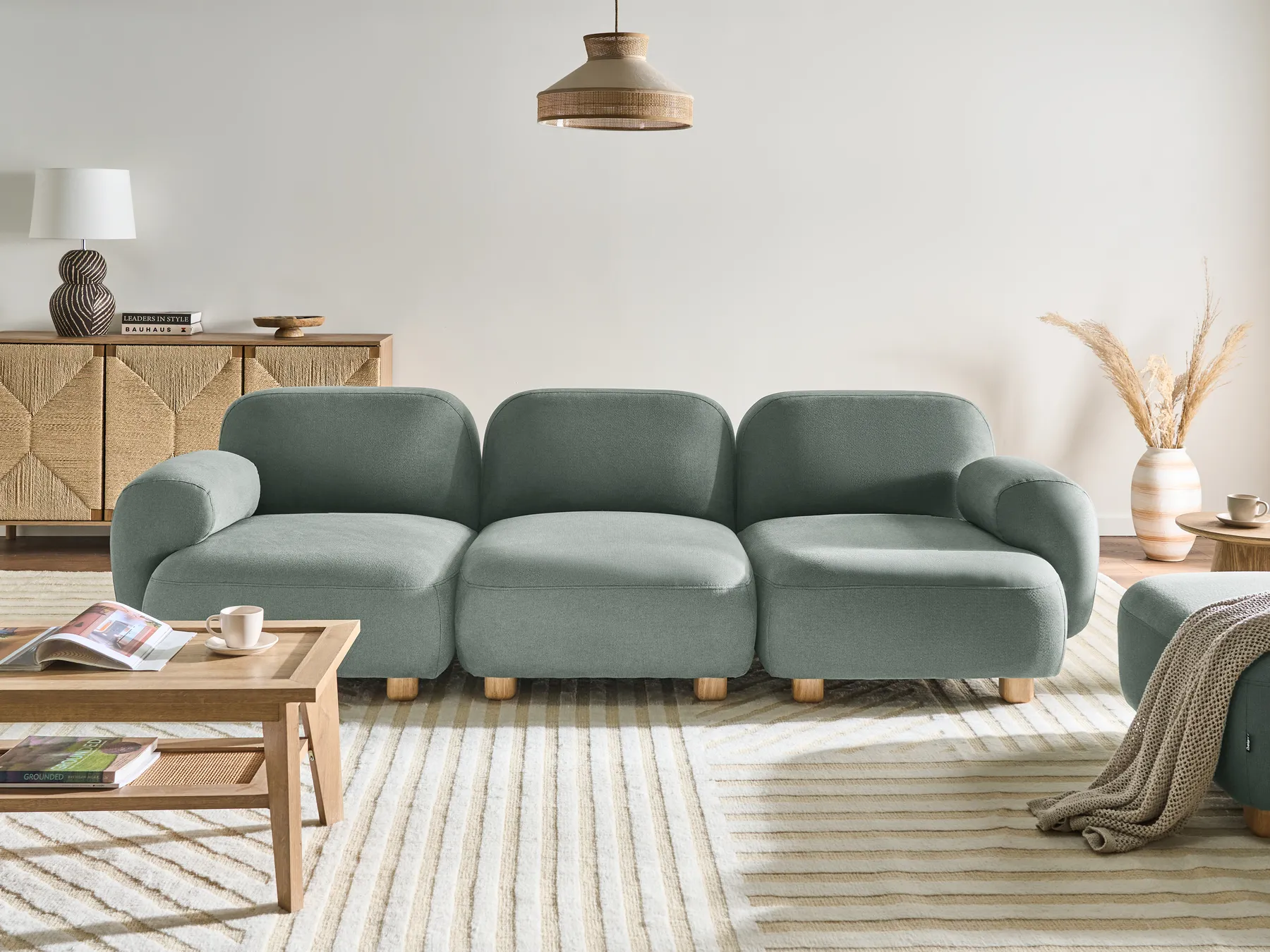 Modulsofa 3-Sitzer AMLI Stoff Hellgrün_1069925